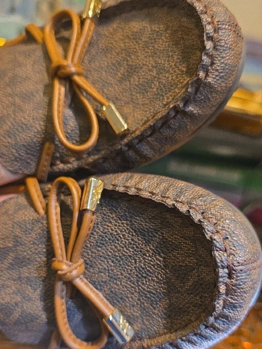 Michael Kors Brown Logo Pattern Moccasin Loafers - Picture 4 of 7